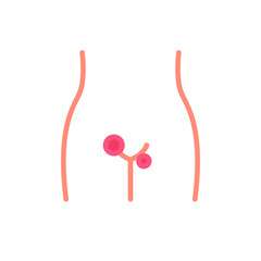 female genital herpes flat icon, vector color illustration - obrazy, fototapety, plakaty