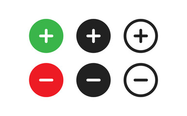 Plus and minus, great design. Line isolated simple icon set in vector flat