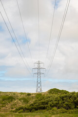 power lines on hayle towns cornwall uk 