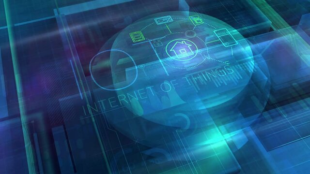 Abstract virtual Internet of things 3D space.