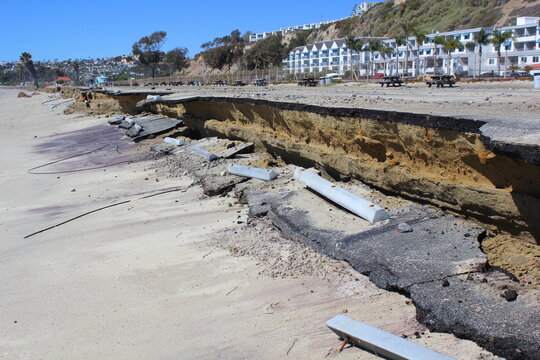 Beach erosion at Doheny State Beach, California