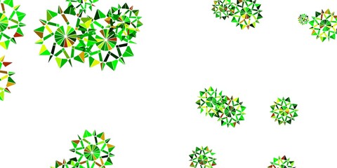 Light Green, Yellow vector layout with beautiful snowflakes.