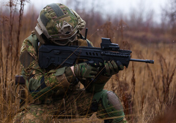 modern Ukraine soldier shoots