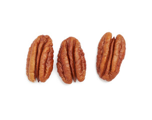 heap of peeled pecans isolated on a white background