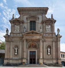 Fototapeta na wymiar Santi Bartolomeo e Stefano Baroque Style Roman Catholic Church in Bergamo, Lombardy, Italy