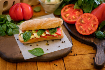 Tasty italian caprese on ciabatta