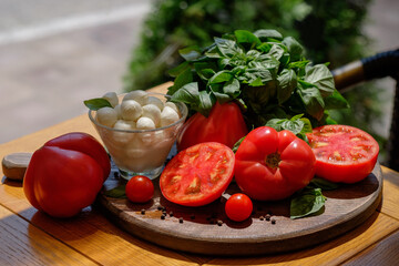 Ingredients for traditional italian caprese salad
