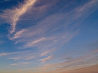 Wispy clouds at the sunset