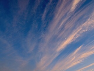 Wispy clouds at the sunset