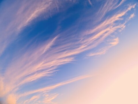 Wispy clouds at the sunset