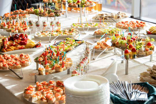 banquet hall food photography on table interior room