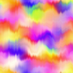 Blurry rainbow gradient glitch abstract artistic texture background. Wavy irregular bleeding dye seamless pattern. Digital ombre distorted watercolor effect all over print  © Limolida Studio