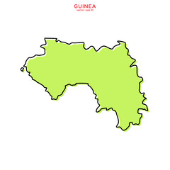 Obraz premium Green Map of Guinea with Outline Vector Design Template. Editable Stroke