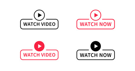 Watch Video Play Button Banner Sign Vector Design.