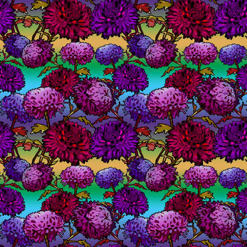 seamless pattern chrysanthemum purple  flowers burgundy