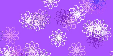 Light Purple vector doodle texture with flowers.