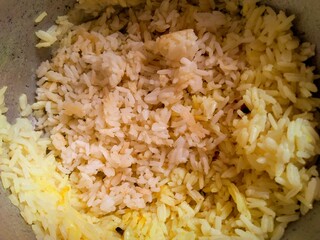 white and sour rice on plate