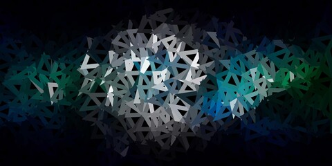 Dark blue, green vector gradient polygon wallpaper.