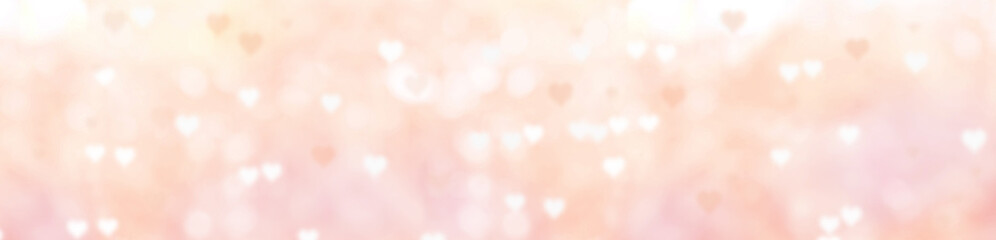 abstract background banner - pink, peach, rose blurred bokeh lights, empty basis for the designer with sparkles, postcard, long panorama, concept Mother's Day, Valentine's Day, Birthday