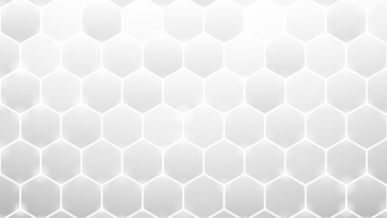 White abstract background. Futuristic hexagon pattern. Neutral grey business presentation template. Chemistry or technology concept. Colorless soft geometric cover design. Empty space. Vector