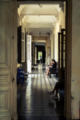 people in the corridor