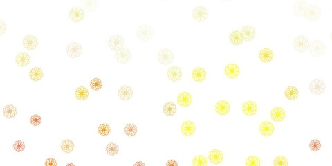 Light yellow vector doodle texture with flowers.