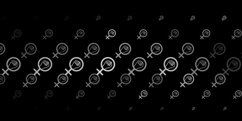 Dark Gray vector pattern with feminism elements.