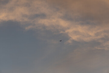 Airplane shrouded by the sunset