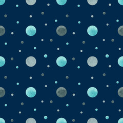Obraz na płótnie Canvas Polka dots Seamless pattern, dotted fabric blue gray texture colorful on dark blue retro style background for kids blog, web design, scrapbooks, party or baby shower invitations and wedding cards.