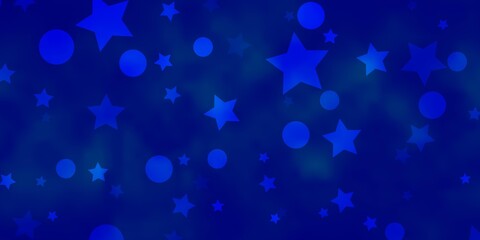 Light BLUE vector layout with circles, stars. Abstract illustration with colorful shapes of circles, stars. Design for textile, fabric, wallpapers.