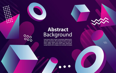 Abstract background with gradient geometric elements with 3d shape.