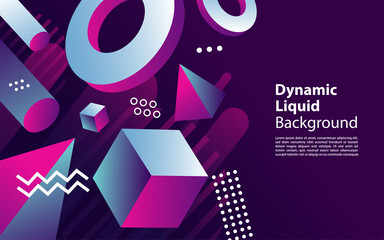 Abstract background with gradient geometric elements with 3d shape.