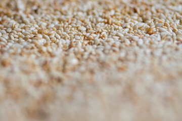 Browned sesame seeds closeup