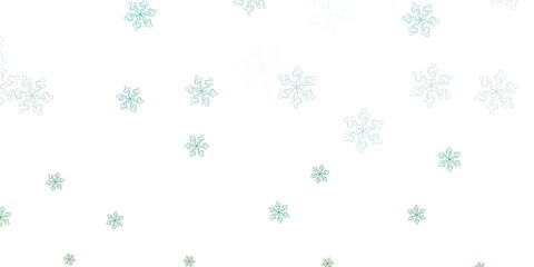 Light green vector doodle template with flowers.