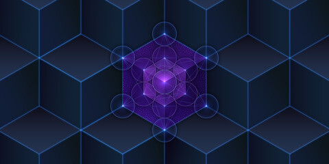 Sacred geometry, metatron's cube. Vector background.