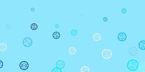 Light BLUE vector template with esoteric signs.