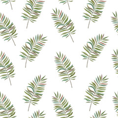 Seamless pattern with green leaves. Watercolor. Vector, EPS 10