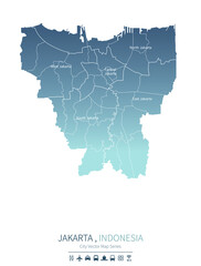 jakarta map. indonesia city vector map. 