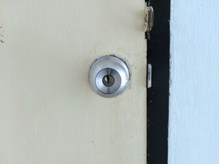 Door knobs are made of stainless steel. Installed into the door