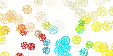 Light blue, yellow vector layout with beautiful snowflakes.