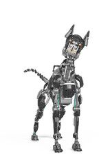 cyber security dog is facing you in white background