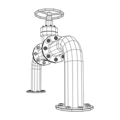 Oil pipeline with valve business concept. Finance economy polygonal petrol production. Petroleum fuel industry transportation line. Wireframe low poly mesh vector illustration.