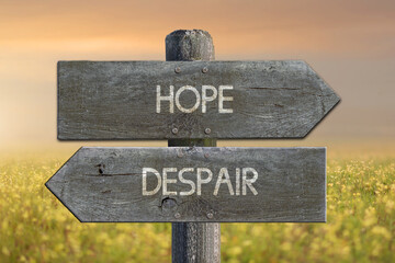 Illustration of despair and hope road sign.