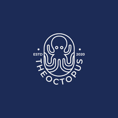 Octopus logo premium vector template with line style