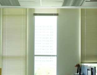 View of blind glass window decoration , Picture of curtains in room 