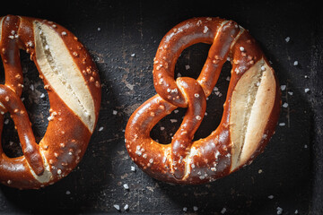 Closeup of pretzels as a perfect snack for beer