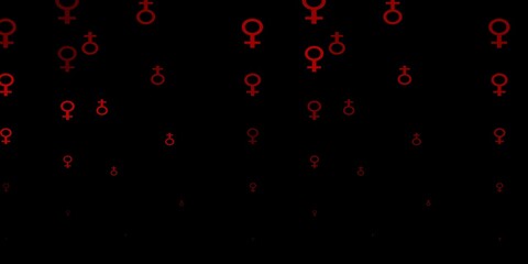 Dark Green, Red vector texture with women's rights symbols.