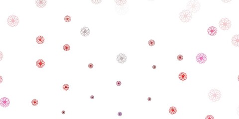Light pink, red vector doodle template with flowers.