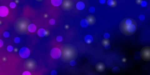Dark Pink, Blue vector template with circles, stars. Colorful illustration with gradient dots, stars. Design for your commercials.