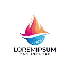 fire and water logo icon vector isolated